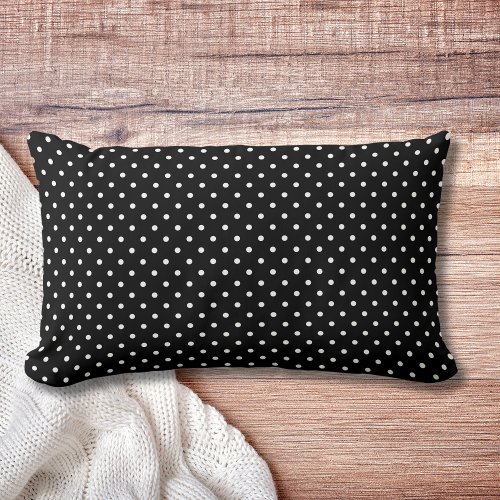 Modern Black Polka Dot Pattern Lumbar Pillow