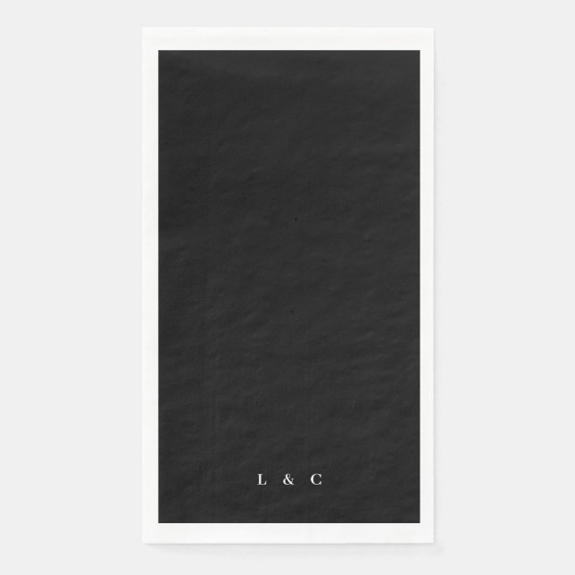Modern Black Premium Onyx Plain Simple Wedding Paper Guest Towels (Front)