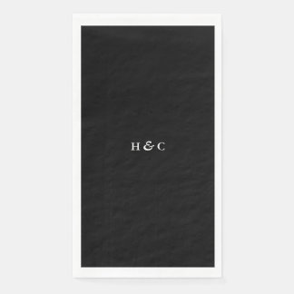 Modern Black Premium Onyx Plain Simple Wedding Paper Guest Towels