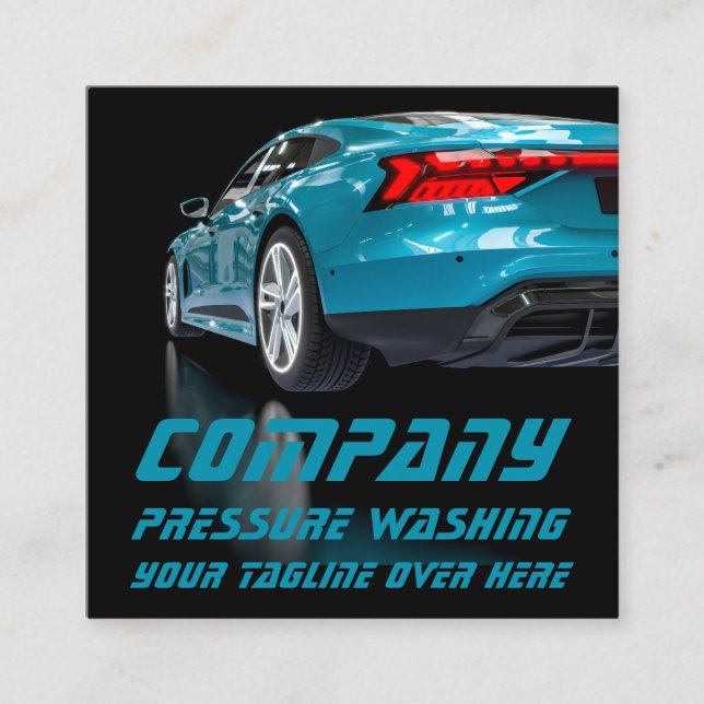 Modern Black Pressure Washing Mobile Car Wash  Square Business Card (Front)