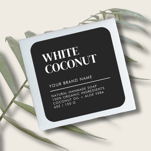Modern black product packaging soap label