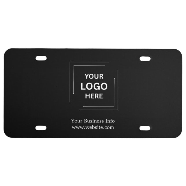 Modern Black Professional Custom Business Logo License Plate (Front)