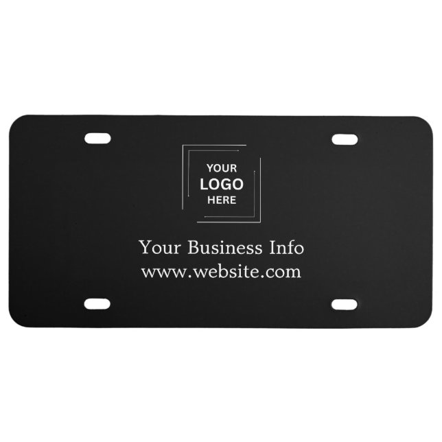Modern Black Professional Custom Business Logo License Plate (Front)