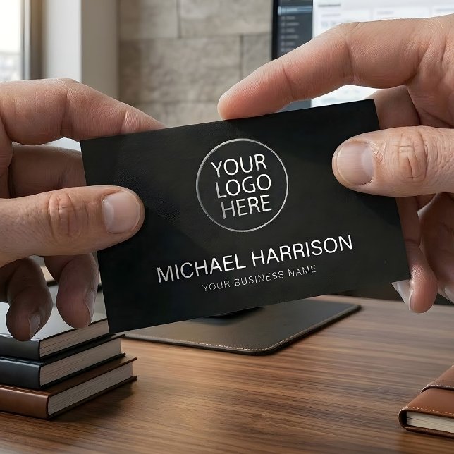 Modern Black Professional Custom Circular Logo     Business Card (Creator Uploaded)