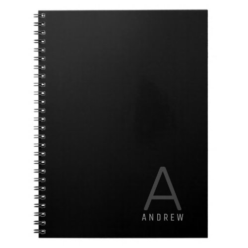 Modern Black Professional Minimal Personalized Notebook