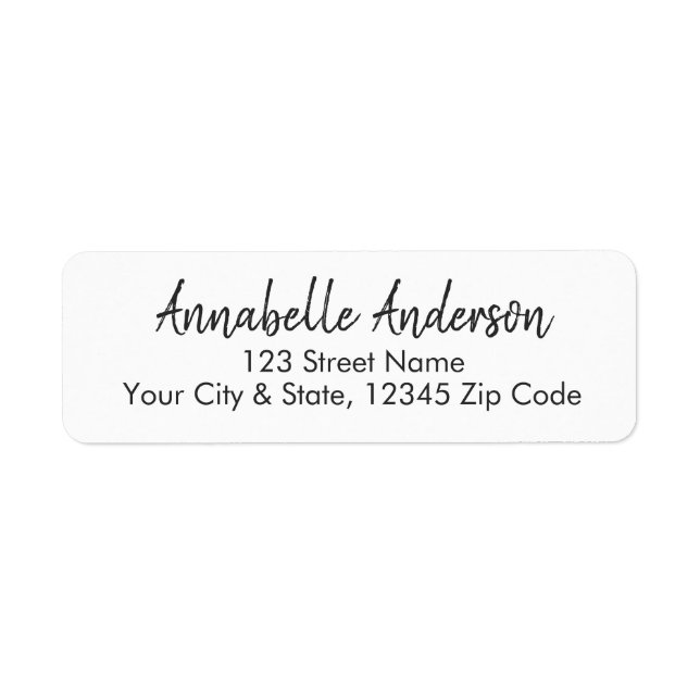 Modern Black Professional Simple Basic Script Name Label (Front)