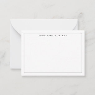 Modern Black Professional Simple Thin Border Note Card