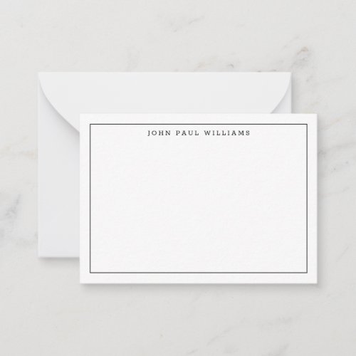 Modern Black Professional Simple Thin Border Note Card