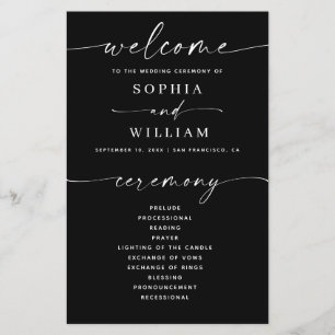 Modern Black Program Ceremony & Wedding Party