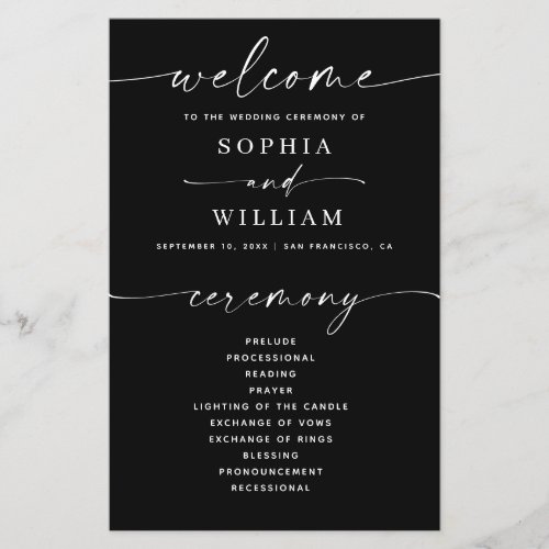 Modern Black Program | Ceremony & Wedding Party