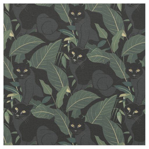 Modern black puma pattern fabric