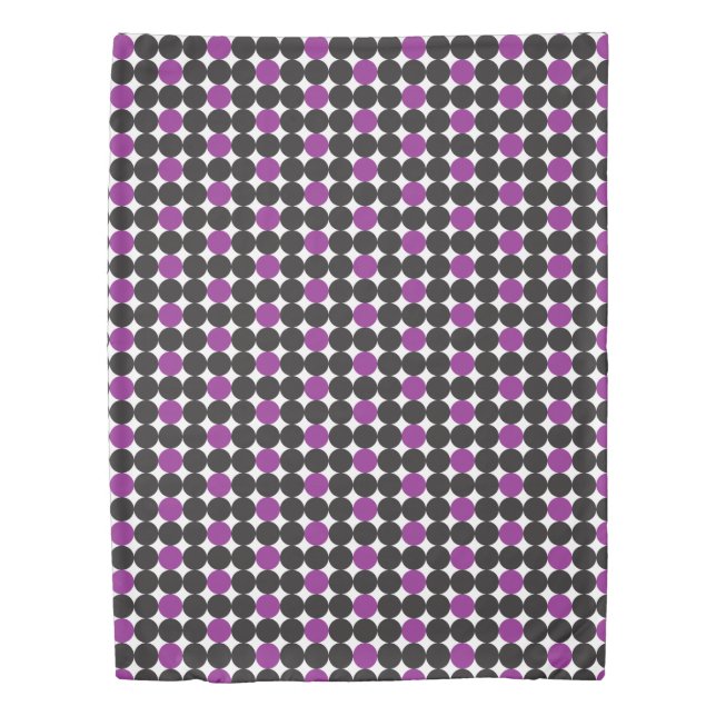Modern Black Purple Dots Geometric Pattern Duvet Cover (Front)