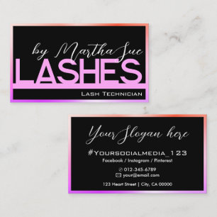 Modern Black Purple Pink Ombre Beauty Lashes Ideas Business Card