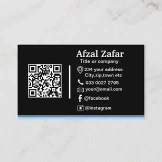 Modern black qr code and business logo card
