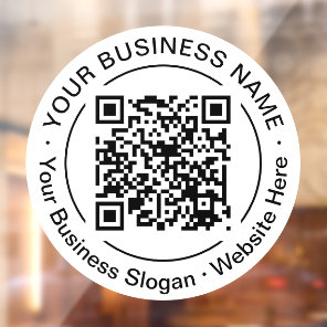 Modern Black QR Code Business Name Slogan Round Window Cling