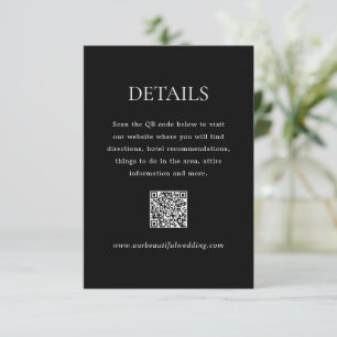 Modern Black QR Code Elegant Wedding Enclosure Card