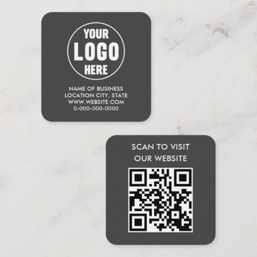Modern Black QR Code Logo Business Square Business Card