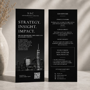 Modern Black QR Code Professional Consultant Rack Card