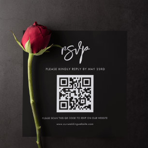 Modern black QR code RSVP response Enclosure Card