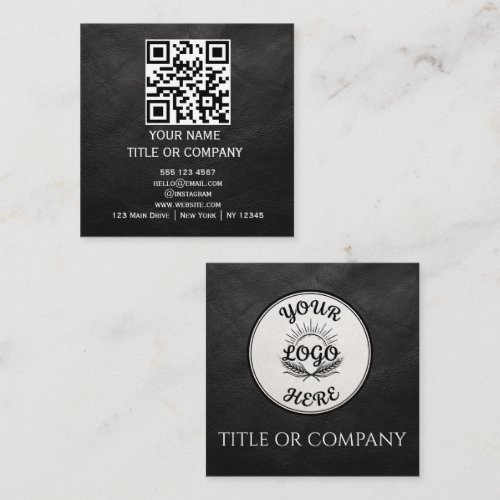 Modern black QR Code Square Business Card