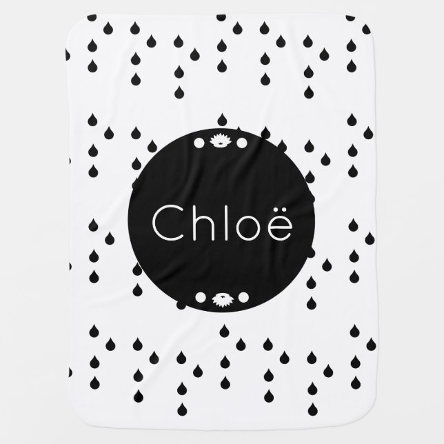 modern black raindrops baby blanket (Front)