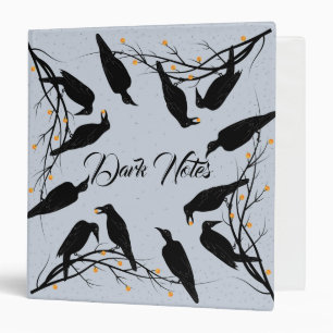 Modern Black Ravens Minimalist Pattern 3 Ring Binder