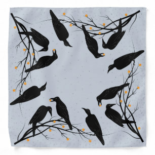 Modern Black Ravens Minimalist Pattern Bandana