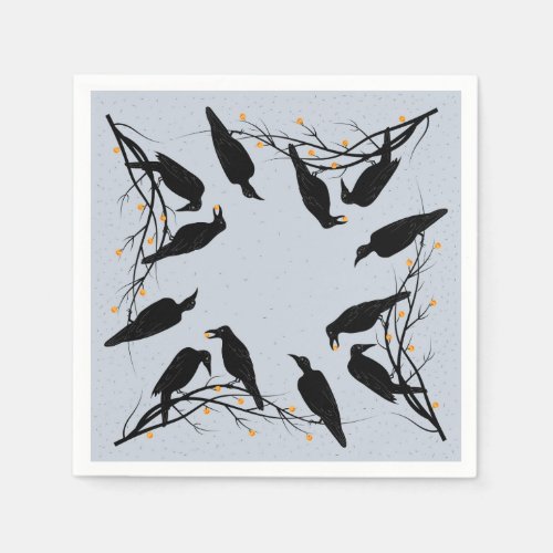 Modern Black Ravens Minimalist Pattern Napkins