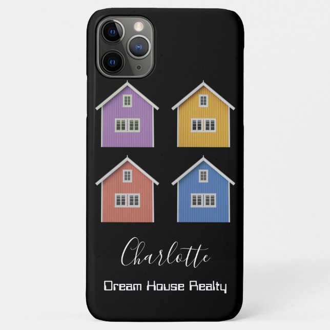 Modern Black Real Estate Agent Case-Mate iPhone Case (Back)
