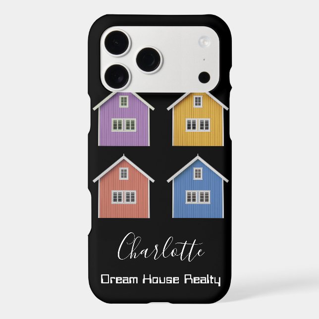 Modern Black Real Estate Agent Iphone Case (Back)