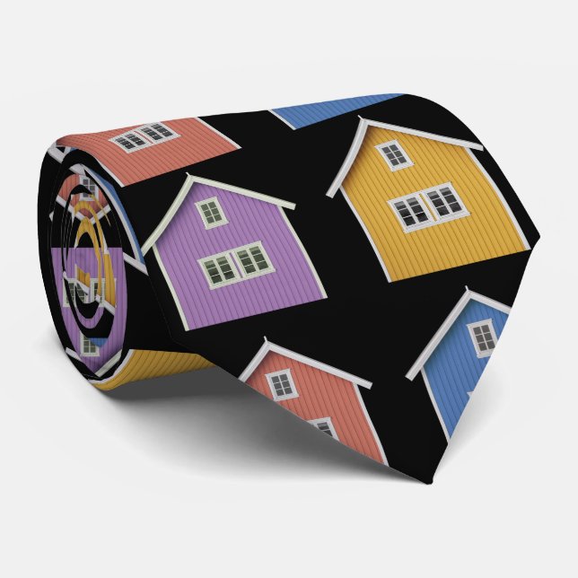 Modern Black Real Estate Agent Neck Tie (Rolled)