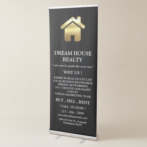Modern Black Real Estate Promotional Marketing Retractable Banner