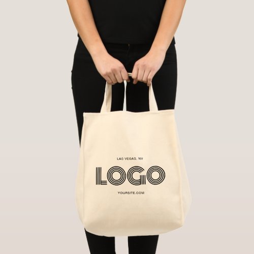 Modern Black Rectangle Shape Logo Tote Bag