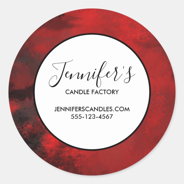 Modern Black & Red Abstract - Business Classic Round Sticker (Front)