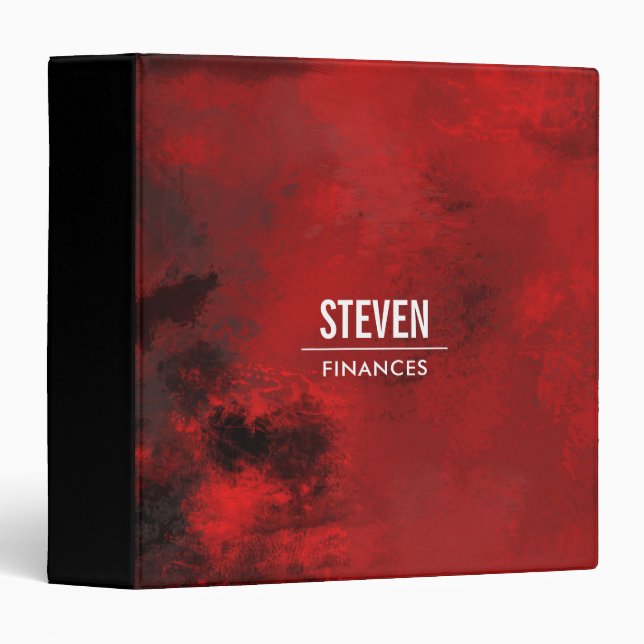 Modern Black & Red Abstract - Creative & Artistic 3 Ring Binder (Front/Spine)