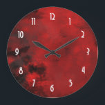 Modern Black & Red Abstract - Creative & Artistic Large Clock<br><div class="desc">A clock with a modern abstract pattern. Red and black colors swirl,  mix and mingle together. Creative,  artistic and unique with a dark,  mysterious flair. White art deco clock face.</div>