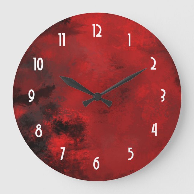Modern Black & Red Abstract - Creative & Artistic Large Clock (Front)