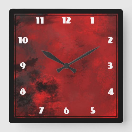 Modern Black  Red Abstract _ Creative  Artistic Square Wall Clock