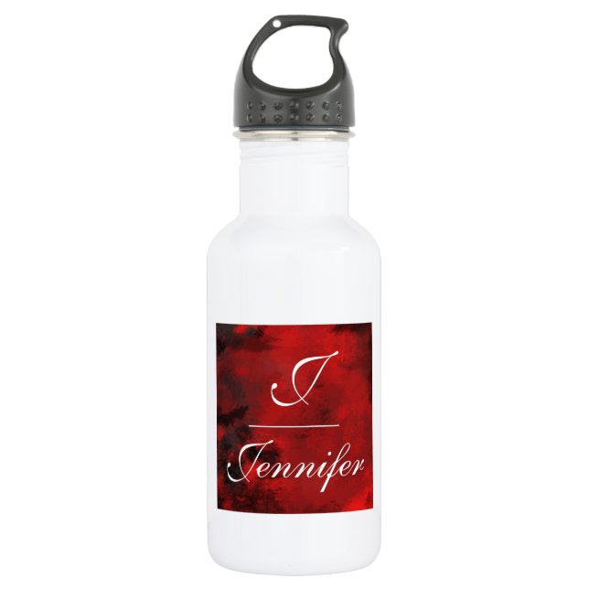 Modern Black & Red Abstract - Creative & Artistic Stainless Steel Water Bottle (Front)