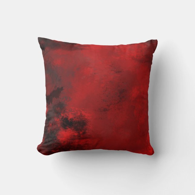 Modern Black & Red Abstract - Creative & Artistic Throw Pillow (Front)