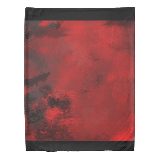 Modern Black & Red Abstract - Dark Mysterious Duvet Cover (Front)