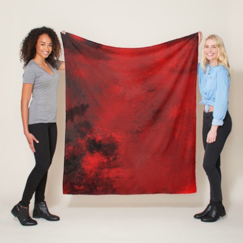 Modern Black  Red Abstract _ Dark Mysterious Fleece Blanket