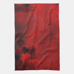 Modern Black & Red Abstract - Dark Mysterious Kitchen Towel