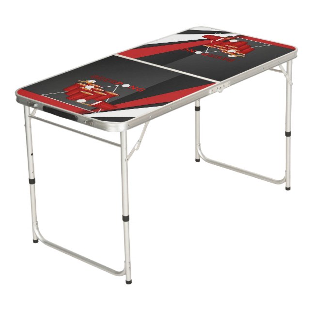 Modern Black & Red Beer Pong Table (Angled)