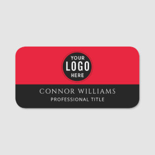 Modern Black Red Business Logo Name Name Tag