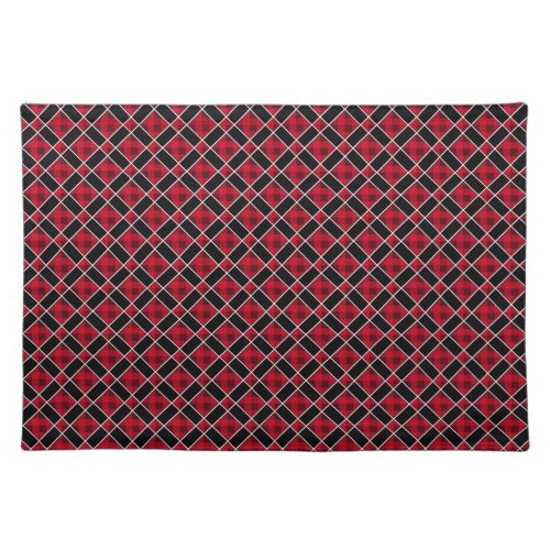 Modern Black  Red Checkered Cloth Placemat