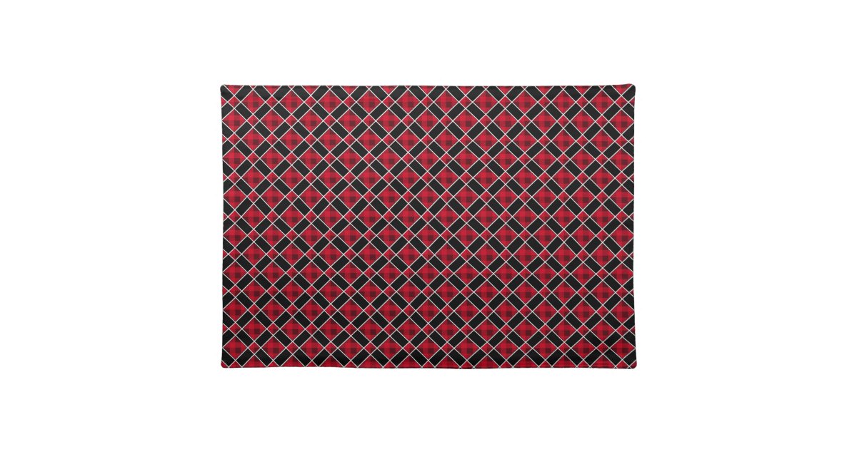 Modern Black & Red Checkered Cloth Placemat Zazzle