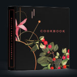 Modern Black & Red Cherries Cookbook 3 Ring Binder<br><div class="desc">Modern cookbook binder for organizing your family's recipes, meal planning or other subject. Features a modern botanical cherry design with an abstract geometrical backdrop in a modern color palette with bright red cherries on a black background and custom coordinating text. Shown with the text "COOKBOOK" on the front cover in...</div>