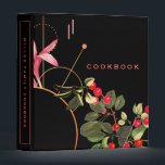 Modern Black & Red Cherries Cookbook 3 Ring Binder<br><div class="desc">Modern cookbook binder for organizing your family's recipes, meal planning or other subject. Features a modern botanical cherry design with an abstract geometrical backdrop in a modern color palette with bright red cherries on a black background and custom coordinating text. Shown with the text "COOKBOOK" on the front cover in...</div>