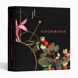 Modern Black &amp; Red Cherries Cookbook 3 Ring Binder